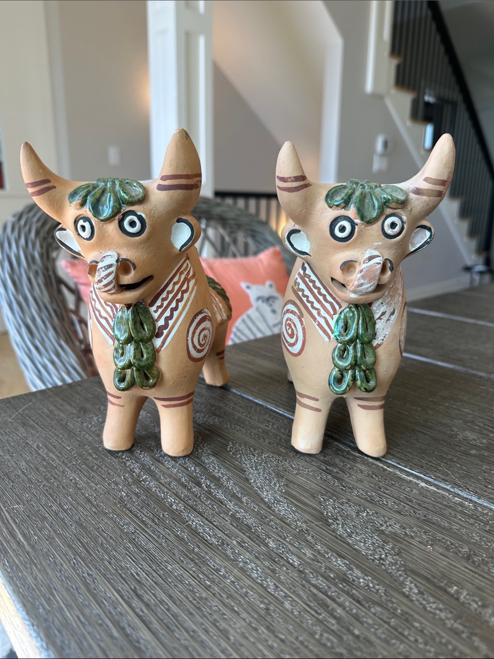 Collectible set of 2 Persian Terracotta Bull Sculptures with  7x7. Excellent